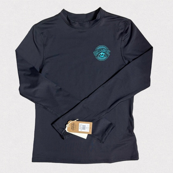 Billabong Long Sleeve UPF 50 Rash Guard for Women, Size Medium/10, Black W/Logo - Picture 3 of 5